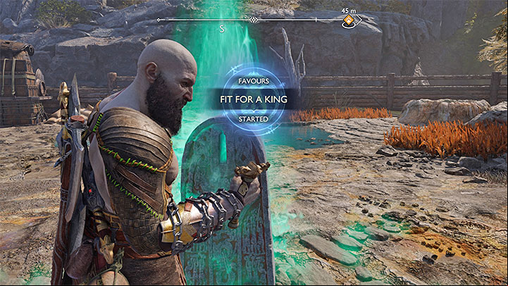 This task will appear in your journal after encountering the first berserker gravestone - it can be any of the ones listed below (aside from the final one) - God of War Ragnarok: Fit for a King - walkthrough - Favors - Nine Realms - God of War Ragnarok Guide