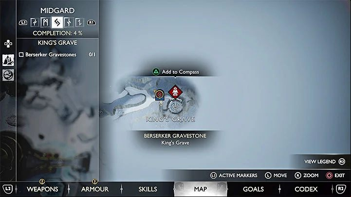 The final gravestone can only be interacted withafter defeating all previous berserkers - God of War Ragnarok: Fit for a King - walkthrough - Favors - Nine Realms - God of War Ragnarok Guide