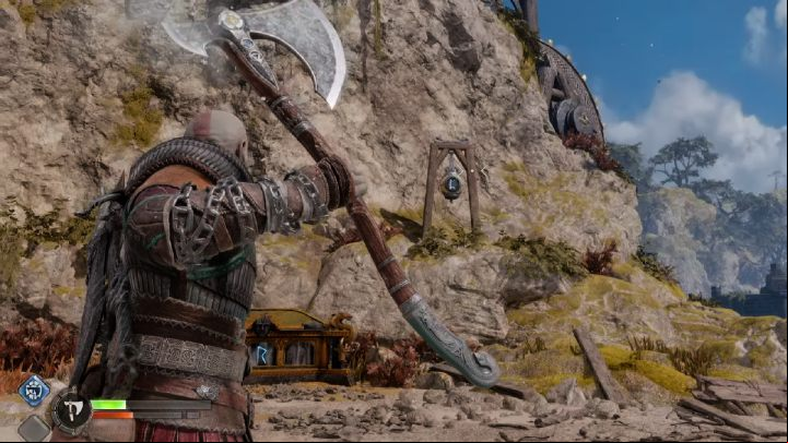Another bell hangs near the Nornir Chest - God of War Ragnarok: Alberich Island, Svartalfheim - secrets, collectibles - Svartalfheim - God of War Ragnarok Guide