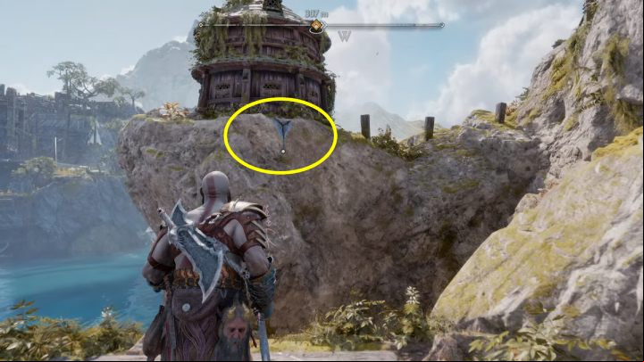 Approach the shield you froze with your axe and use a special arrow that will make the ice last longer - God of War Ragnarok: Alberich Island, Svartalfheim - secrets, collectibles - Svartalfheim - God of War Ragnarok Guide