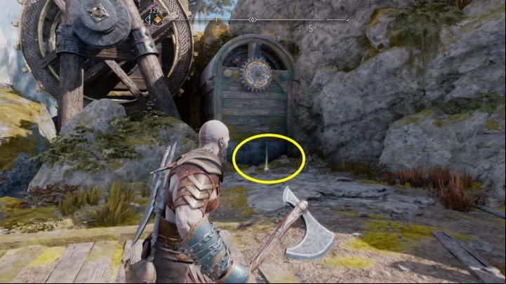 The collectible lies near the water wheel - God of War Ragnarok: Alberich Island, Svartalfheim - secrets, collectibles - Svartalfheim - God of War Ragnarok Guide