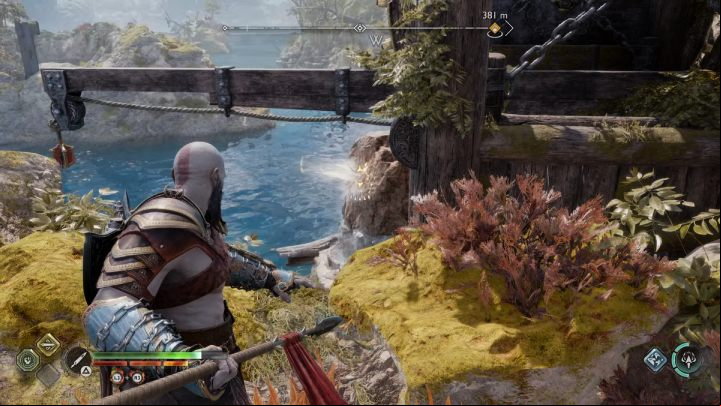 Use the spear to get to the higher level of the island - God of War Ragnarok: Alberich Island, Svartalfheim - secrets, collectibles - Svartalfheim - God of War Ragnarok Guide