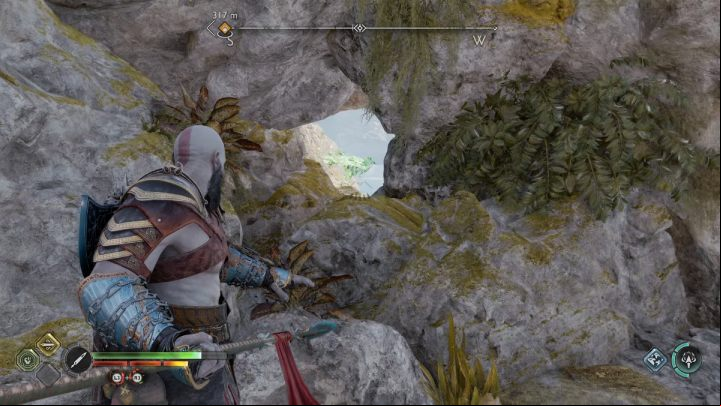 The Raven will stand in a small rock crevice - God of War Ragnarok: Alberich Island, Svartalfheim - secrets, collectibles - Svartalfheim - God of War Ragnarok Guide