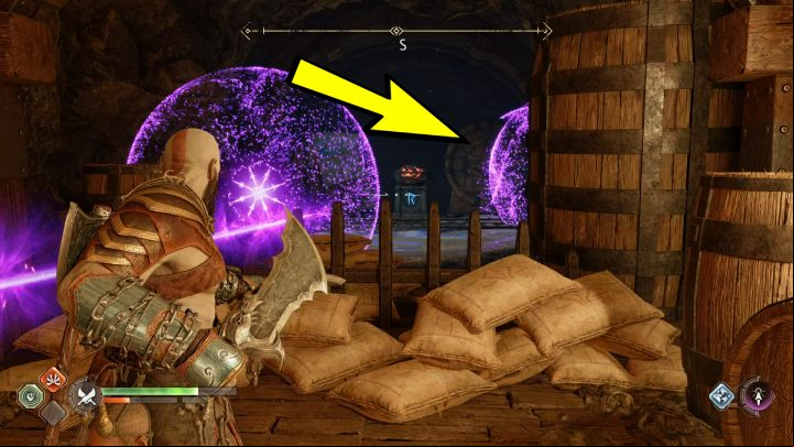 The 3rd torch will be on the left side of the chest - God of War Ragnarok: Myrkr Tunnels, Svartalfheim - sercrets, collectibles - Svartalfheim - God of War Ragnarok Guide