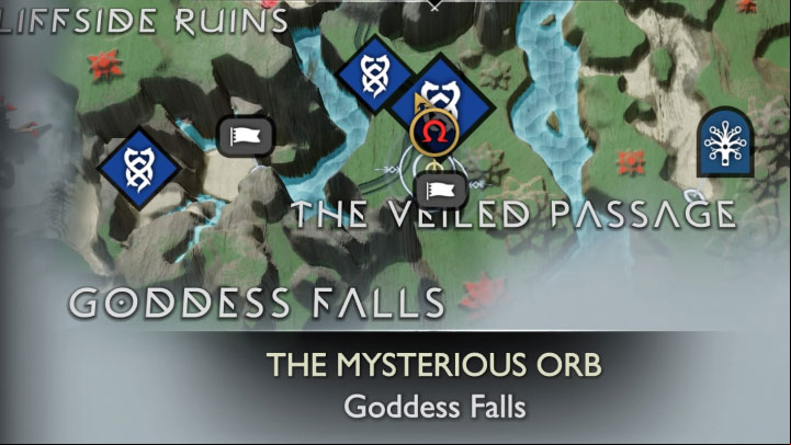 Look for opportunities to head left (east) to reach the Veiled age region - God of War Ragnarok: The Mysterious Orb - walkthrough - Favors - Vanaheim - God of War Ragnarok Guide