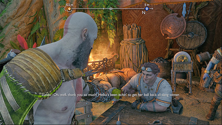 You can return to any store in Vanaheim (it doesn't have to be Freyr's Camp, you can choose, for example, a closer store in River Delta) - God of War Ragnarok: The Mysterious Orb - walkthrough - Favors - Vanaheim - God of War Ragnarok Guide