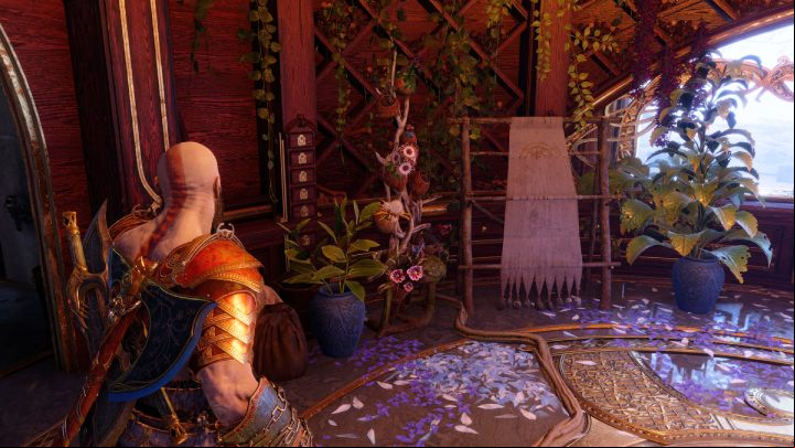 All the plants gathered will be in Sindri's house, in the room where Freya tends her flowers - God of War Ragnarok: Nine Realms in Bloom - walkthrough - Favors - Nine Realms - God of War Ragnarok Guide