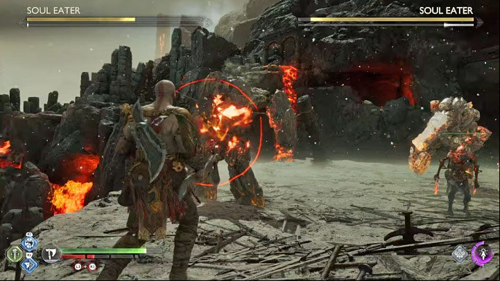 You must be careful after the core is exposed and avoid the Soul Eater's attacks - God of War Ragnarok: How to defeat Soul Eaters? - Bosses - God of War Ragnarok Guide