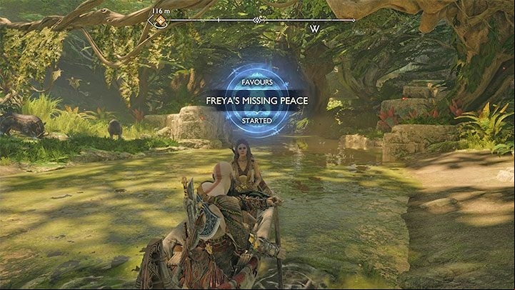 This Favour will be unlocked automatically shortly after completing The Reckoning story quest (first visit to Vanaheim) During your time with Freya as companion, you'll learn that she wants to visit her wedding site - God of War Ragnarok: Freyas Missing Peace - walkthrough - Favors - Vanaheim - God of War Ragnarok Guide