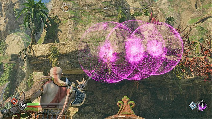 You need to set the vines on fire, but they are out of reach of your Blades - God of War Ragnarok: Freyas Missing Peace - walkthrough - Favors - Vanaheim - God of War Ragnarok Guide