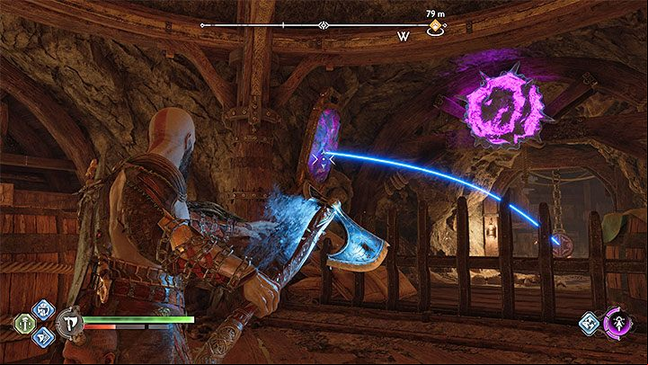 You can now let go of the chain (thanks to the seal, the freezing effect is still in power) and approach the frozen object - God of War Ragnarok: Forging Destiny - walkthrough - Walkthrough - God of War Ragnarok Guide