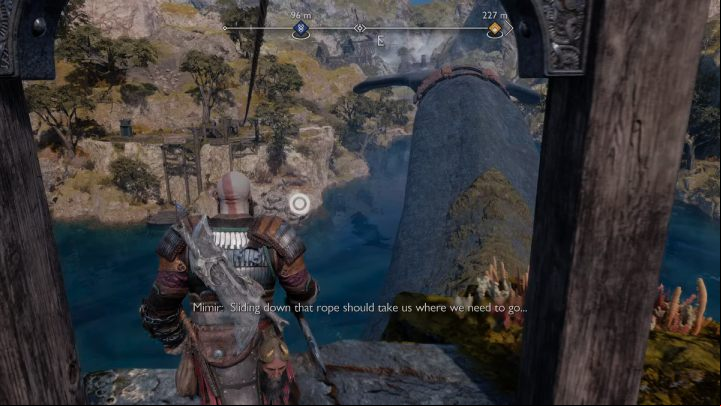 When you reach the top, defeat all enemies and cut the metal element - God of War Ragnarok: How to free Lyngbakrs fins and tail? - Exploration - God of War Ragnarok Guide