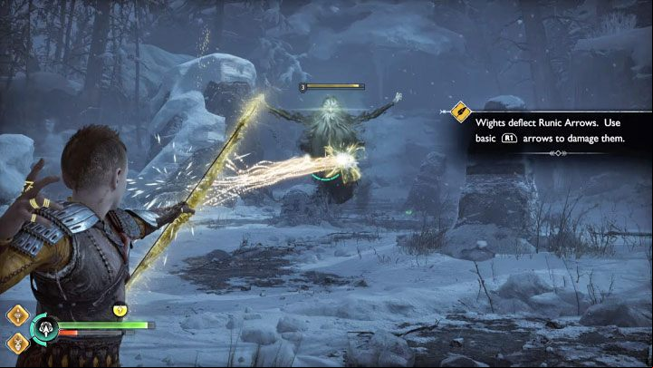 Runic arrows won't do any damage to Wights - God of War Ragnarok: How to defeat Wights? - Combat - God of War Ragnarok Guide