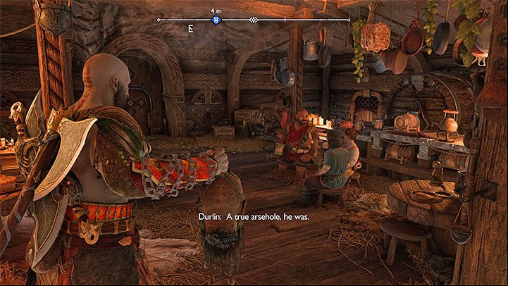 Listen to the conversation with the dwarves and look at the corpse lying on the table - God of War Ragnarok: Secret ending (A Viking Funeral) - walkthrough - Endings - God of War Ragnarok Guide