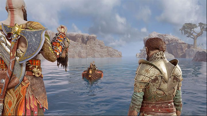Approach the corpse and move it to the boat - God of War Ragnarok: Secret ending (A Viking Funeral) - walkthrough - Endings - God of War Ragnarok Guide