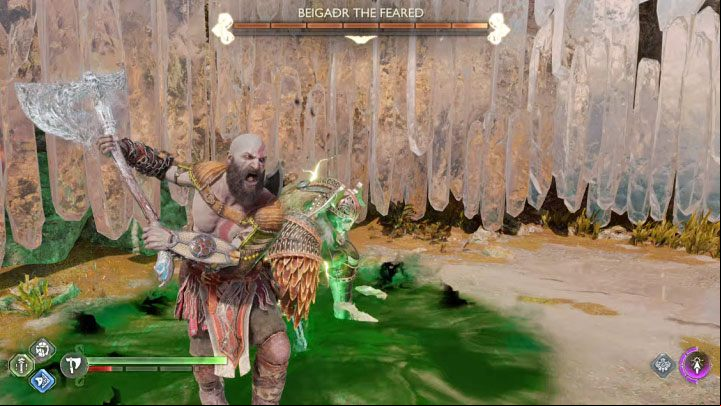 You will fight in a limited space - take this into , as it greatly limits the chances of using ranged attacks - God of War Ragnarok: How to defeat the Beigadr the Feared berserker boss? - Berserkers - God of War Ragnarok Guide