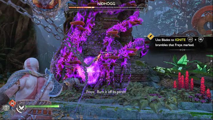 Freya will eventually create a new set of seals, but this time they have to be hit with Blades of Chaos - God of War Ragnarok: How to defeat Nidhogg from Vanaheim? - Bosses - God of War Ragnarok Guide