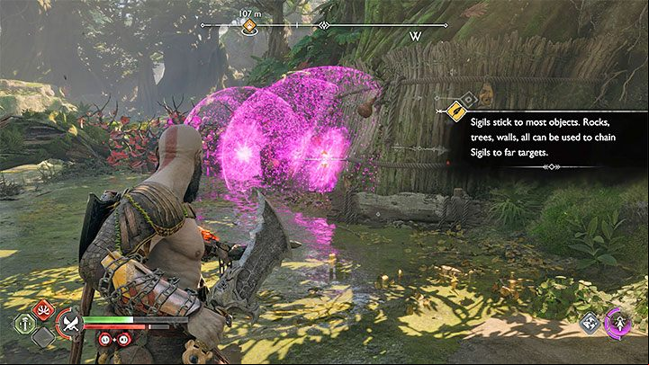 A little further down the road, you have to create a chain reaction again - God of War Ragnarok: The Reckoning - walkthrough - Walkthrough - God of War Ragnarok Guide