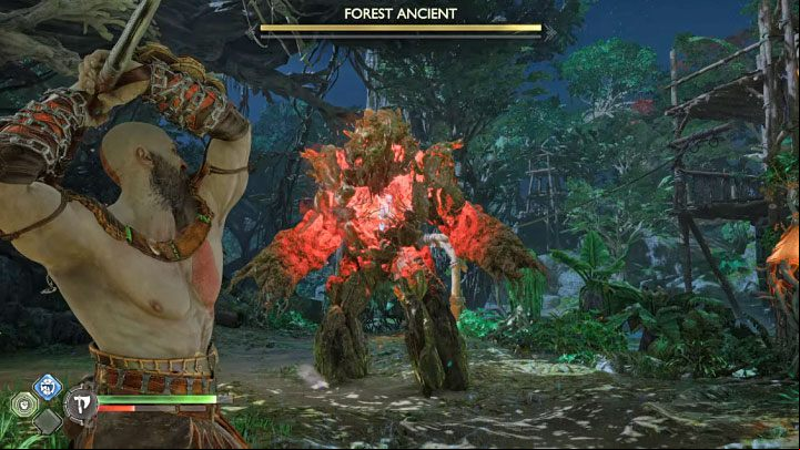 Try to quickly throw Leviathan at the opening in the chest - God of War Ragnarok: How to defeat Forest Ancient? - Bosses - God of War Ragnarok Guide