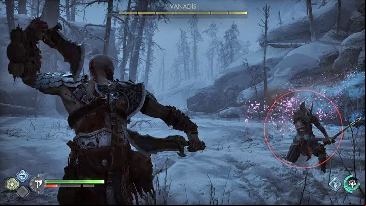 Valkyrie's yellow attack is with her sword, but only when you are close to her - God of War Ragnarok: How to defeat Valkyrie Vanadis? - Bosses - God of War Ragnarok Guide