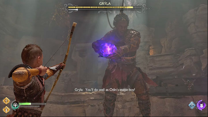 During the fight, you must wait until the rune on the cauldron is exposed for a brief moment - God of War Ragnarok: How to defeat Gryla and how to destroy the cauldron? - Bosses - God of War Ragnarok Guide