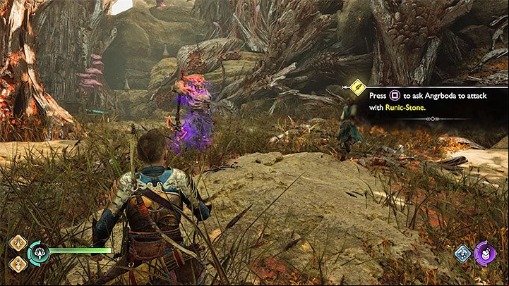 Follow the path laid by upper ledges and reveal another hook by using arrows - God of War Ragnarok: The Lost Sanctuary - walkthrough - Walkthrough - God of War Ragnarok Guide