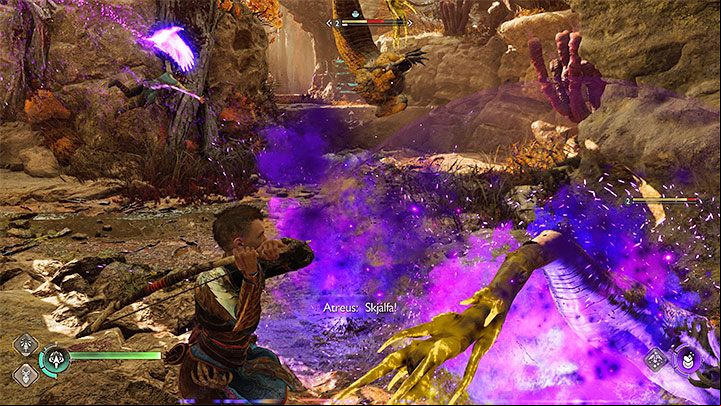 Destroy additional barricades to reach a large boulder which Atreus and Angrboda must lift together - God of War Ragnarok: The Lost Sanctuary - walkthrough - Walkthrough - God of War Ragnarok Guide