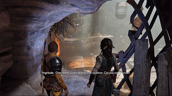 Gryla has appeared - you need to sneak and move slowly in the direction of the captured wolf - God of War Ragnarok: The Lost Sanctuary - walkthrough - Walkthrough - God of War Ragnarok Guide