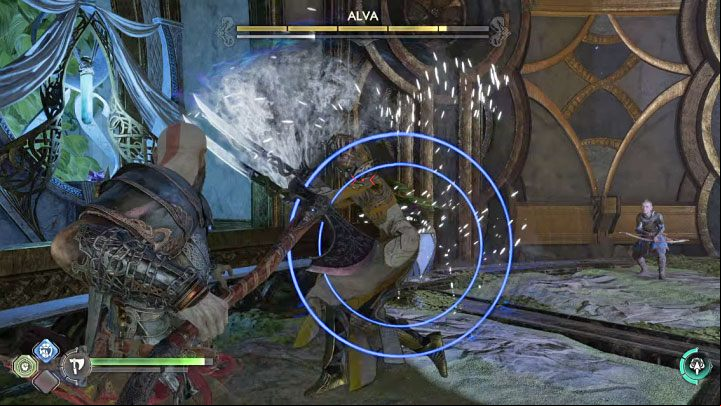Similar to other elves, Alva uses blue attacks that have to be interrupted - God of War Ragnarok: How to defeat Alva? - Bosses - God of War Ragnarok Guide