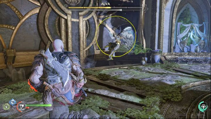 Alva's yellow attack is to combine her two weapons into one - God of War Ragnarok: How to defeat Alva? - Bosses - God of War Ragnarok Guide