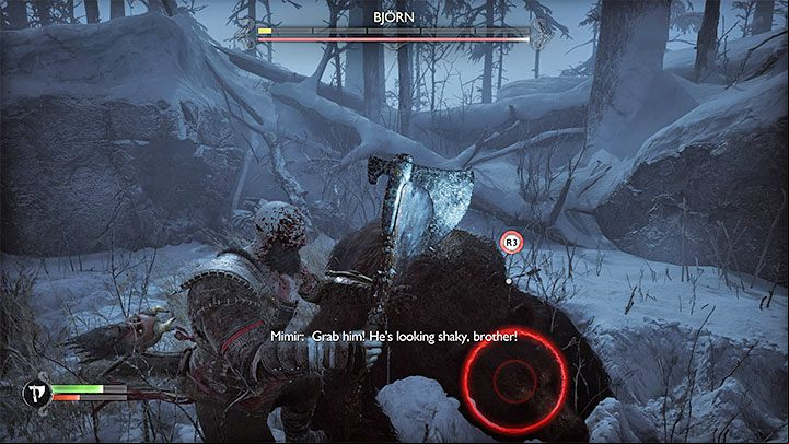 At the very end of the battle, the bear will get stunned - God of War Ragnarok: How to defeat Bear Bjorn? - Bosses - God of War Ragnarok Guide