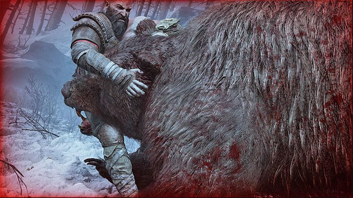 Don't worry about red on the screen - Kratos is safe - God of War Ragnarok: How to defeat Bear Bjorn? - Bosses - God of War Ragnarok Guide