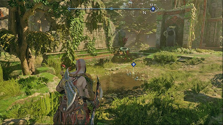 In the first part of the ruins, you will find 2 ingredients - you can only take them after defeating all the enemies in the area - God of War Ragnarok: Cure for the Dead - walkthrough - Favors - Vanaheim - God of War Ragnarok Guide