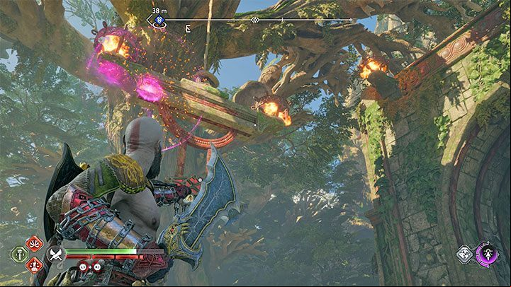 Now place interlocking seals from the right basket to the platform - God of War Ragnarok: Cure for the Dead - walkthrough - Favors - Vanaheim - God of War Ragnarok Guide