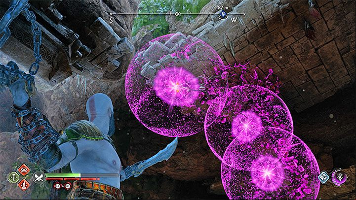 The next obstacle is the vines on the ceiling - God of War Ragnarok: Quaking Hollow - walkthrough - Favors - Vanaheim - God of War Ragnarok Guide