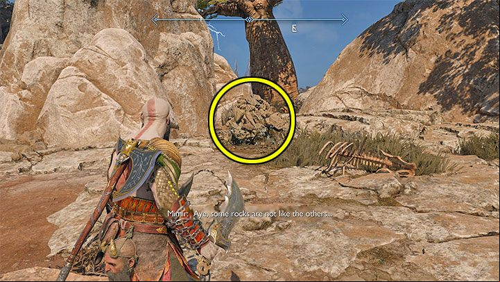 The Soul Eater is found in this area, but at first its "inactive" - to continue, approach the cluster of stones shown in the screenshot above - God of War Ragnarok: In Plain Sight - walkthrough - Favors - Vanaheim - God of War Ragnarok Guide