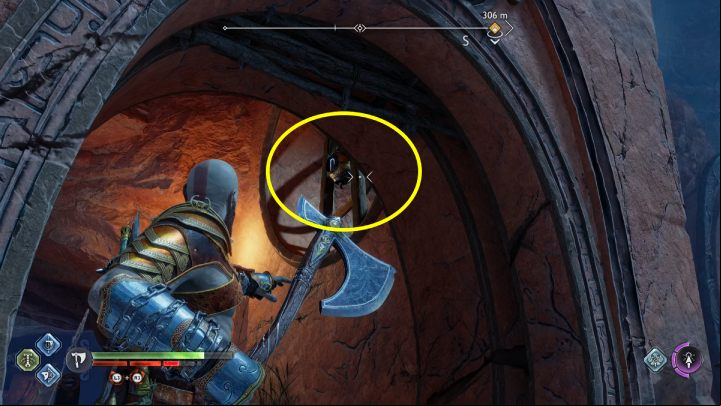 Start with the bell on the window in the tower next to the chest - God of War Ragnarok: The Below, Alfheim - secrets, collectibles - Alfheim - God of War Ragnarok Guide
