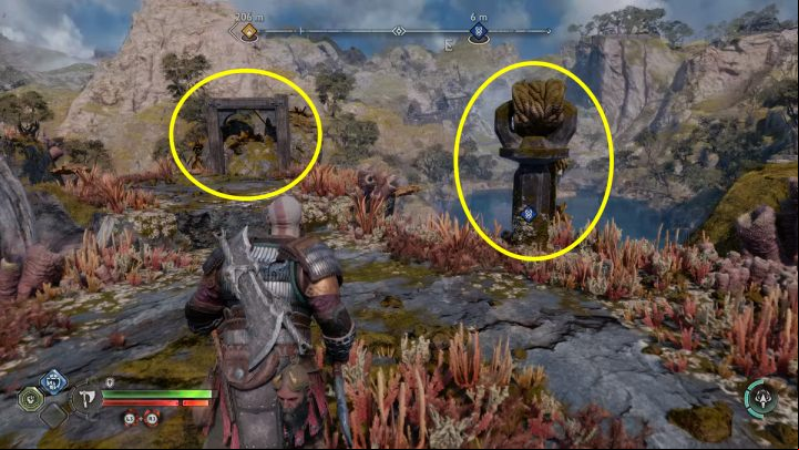 To get to the small island, destroy the chain mechanism ing the creature's tail - God of War Ragnarok: Lyngbakr Island, Svartalfheim - secrets, collectibles - Svartalfheim - God of War Ragnarok Guide