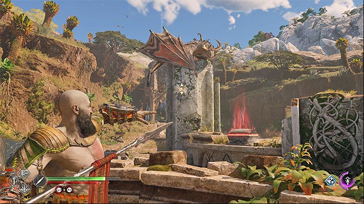 You can't defeat the dragon right away, but you can chase it away to its lair - God of War Ragnarok: The Burning Skies - walkthrough - Favors - Vanaheim - God of War Ragnarok Guide