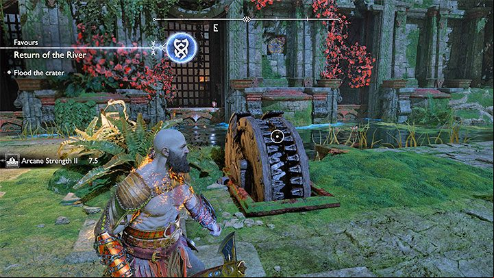 While completing the optional Return of the River quest, you must reach the dam by elevator and complete the puzzle of getting rid of the red vines - we described this in more detail in our walkthrough in the chapter about Vanaheim favours - God of War Ragnarok: Chasms in the Crater in Vanaheim - the Plains, the Sinkholes, the Jungle - Completing 100% of maps - God of War Ragnarok Guide