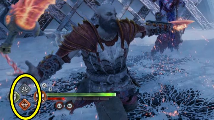 When you equip your weapon with a runic attack, during battle, hold down L1 and press R1 to use a light runic attack or R2 to use a heavy runic attack - God of War Ragnarok: List of all Runic Attacks - Character development - God of War Ragnarok Guide