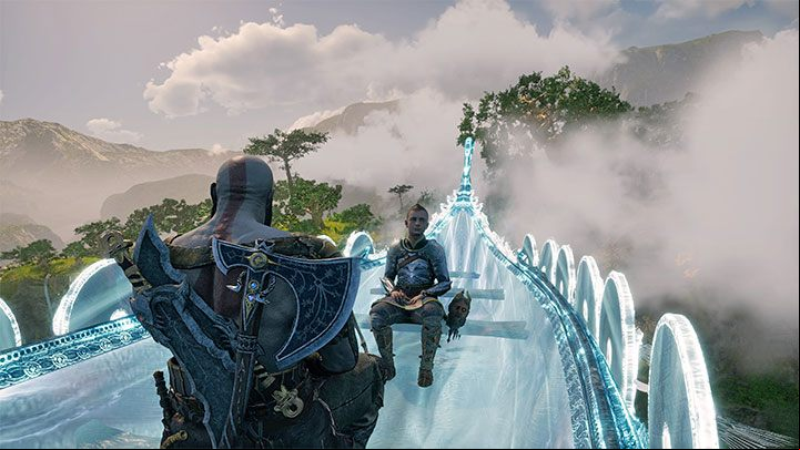 You will start the flight to the Crater - no interactions are performed here - God of War Ragnarok: Scent of Survival - favor, walkthrough - Favors - Vanaheim - God of War Ragnarok Guide
