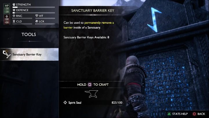 Sanctuary Barrier Keys can be bought for Spirit Seals at a Tablet of Influence - these are found in the hub area from which you start every excursion into Valhalla - GoW Ragnarok Valhalla: How to open a Sanctuary Barrier? - Valhalla DLC - God of War Ragnarok Guide