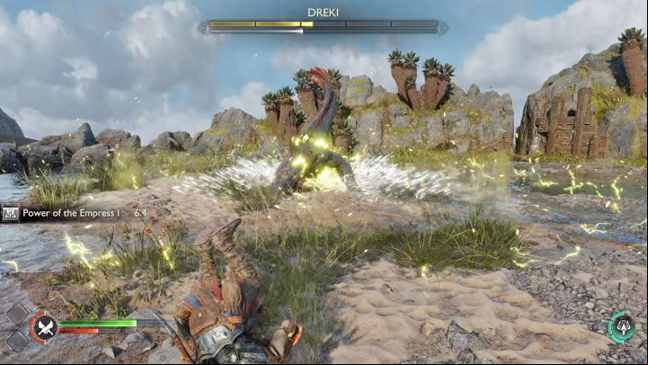 After Dreki loses about half of his health bar, he will start using new attacks - God of War Ragnarok: How to defeat Dreki? - Bosses - God of War Ragnarok Guide