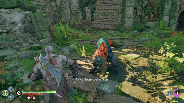 Head towards the lower exit - you need to lift the grate - God of War Ragnarok: Path of Destruction - walkthrough - Favors - Vanaheim - God of War Ragnarok Guide