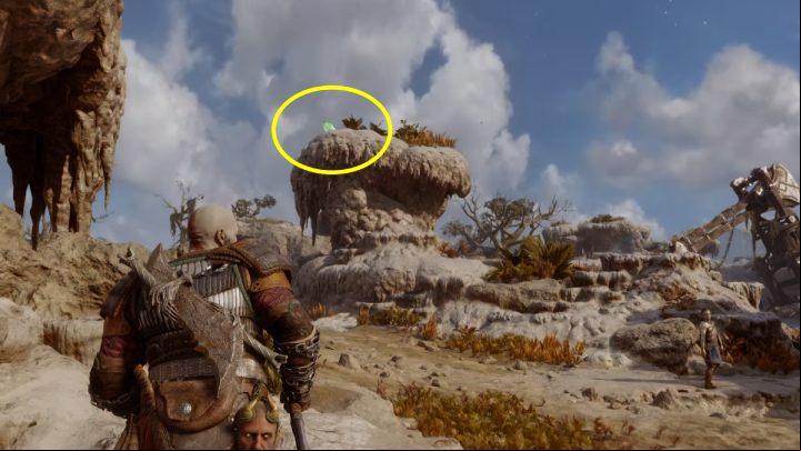 You can find him on a rock next to Mystic Gateway - God of War Ragnarok: Aurvangar Wetlands, Svartalfheim - secrets, collectibles - Svartalfheim - God of War Ragnarok Guide