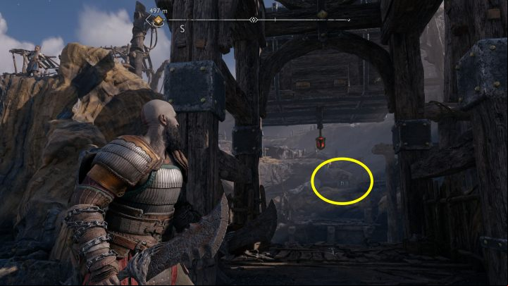 Then jump to the adjacent platform and light the 2nd torch - God of War Ragnarok: Jarnsmida Pitmines, Svartalfheim - secrets, collectibles - Svartalfheim - God of War Ragnarok Guide