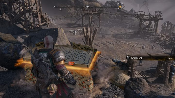 You will find the Legendary Chest, along with the artifact, in a secret area a huge crane leads to - God of War Ragnarok: Jarnsmida Pitmines, Svartalfheim - secrets, collectibles - Svartalfheim - God of War Ragnarok Guide