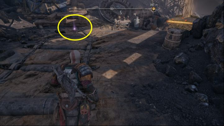 You will find the artifact, along with the Legendary Chest, in a secret area a huge crane leads to - God of War Ragnarok: Jarnsmida Pitmines, Svartalfheim - secrets, collectibles - Svartalfheim - God of War Ragnarok Guide