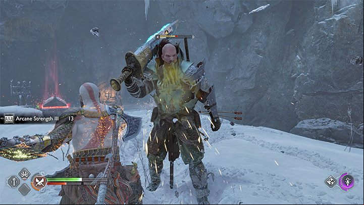 The enemies you'll encounter have visible health bars, next to which you'll see their experience level - God of War Ragnarok: Beginners guide - Basics - God of War Ragnarok Guide